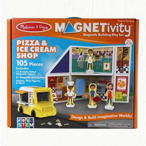 Magnetivity Magnetic Pizza and Ice Cream Shop Building Play Set