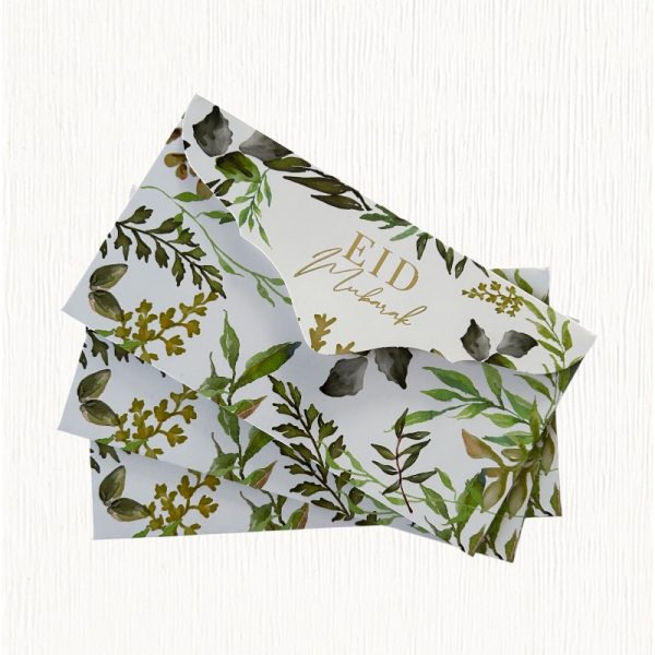 Eid Mubarak green & gold pack of envelopes