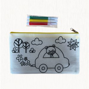 Teddy driving pencil case craft kit